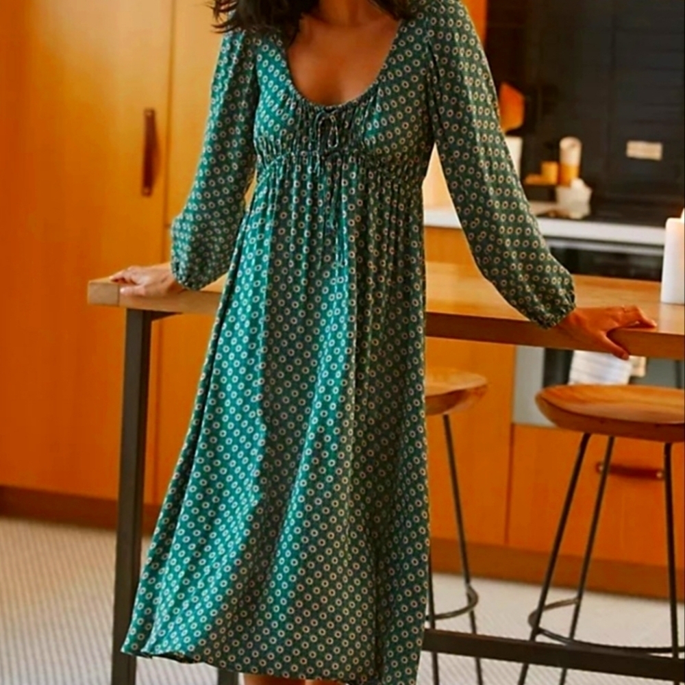 Anthropologie Adelaide Tie-Front Dress S